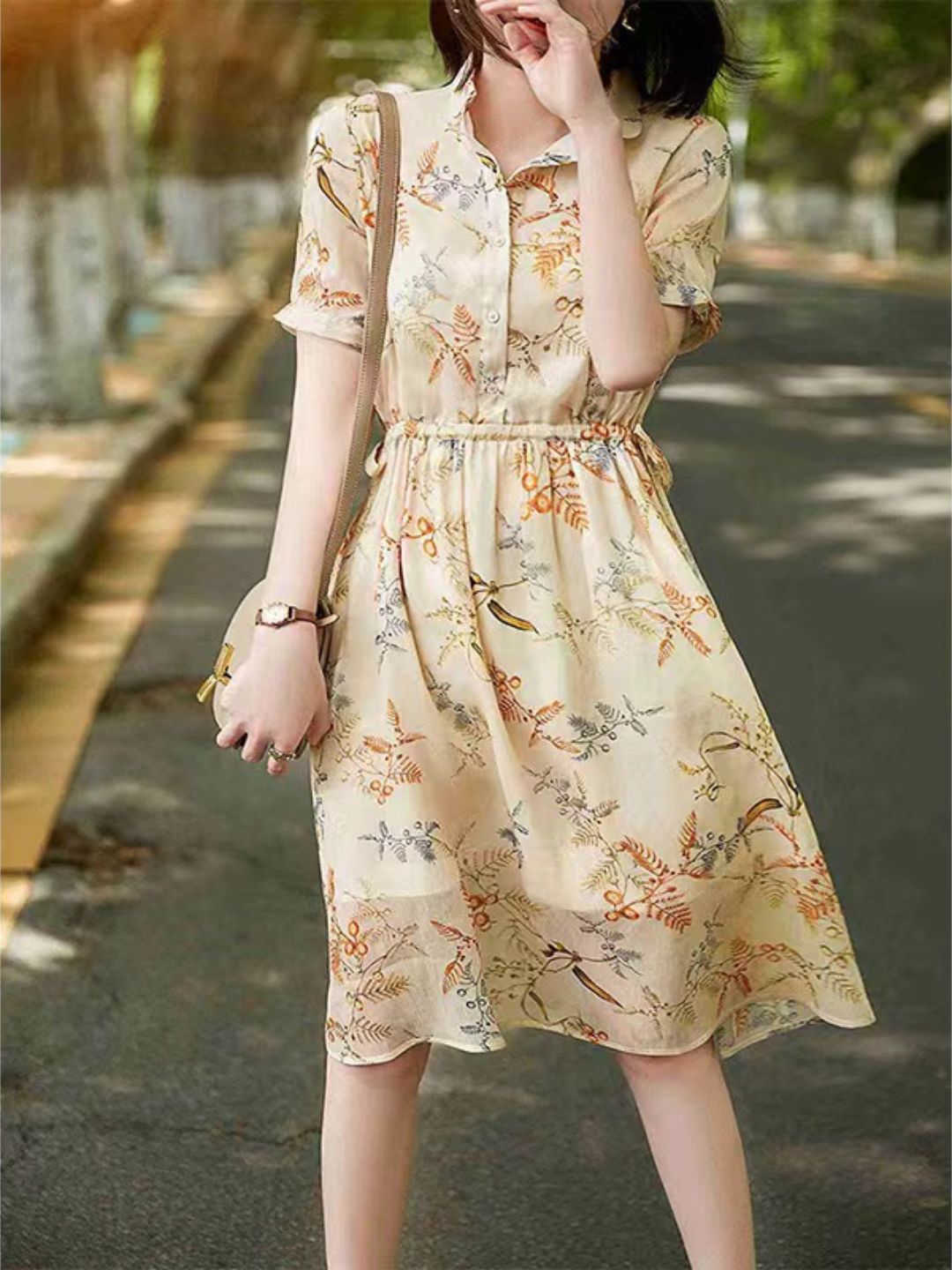 knee length chiffon floral dress V-Neck Knee-Length Chiffon Casual Floral Wrap Plus Size Dress Kiyonna  12191302  The Dress Outlet
