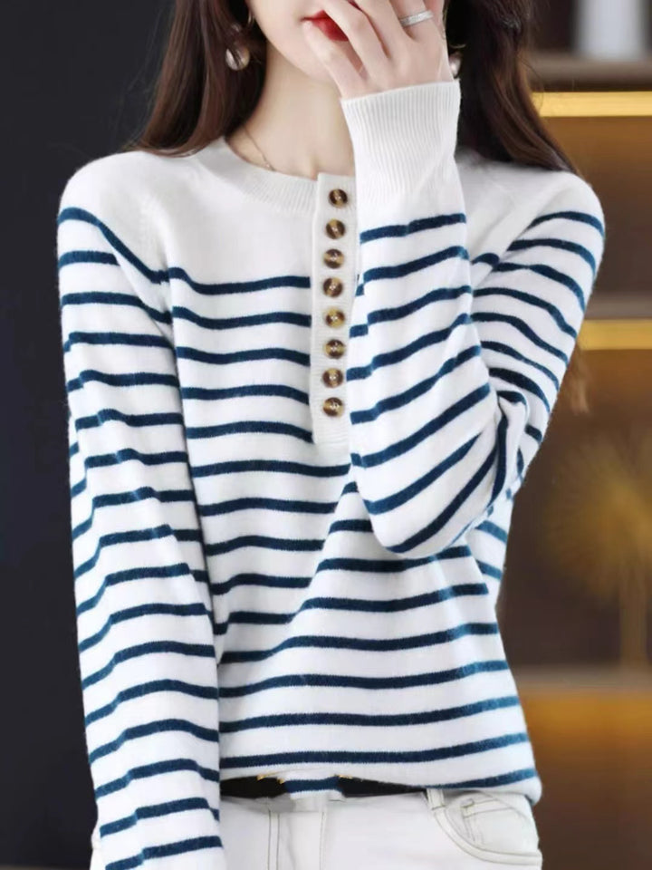 Classic Loose Crewneck Striped Sweater