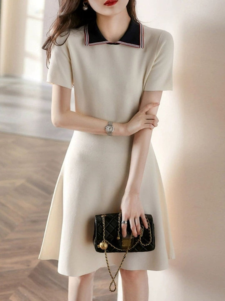 Polo Neck A-Line Knit Dress
