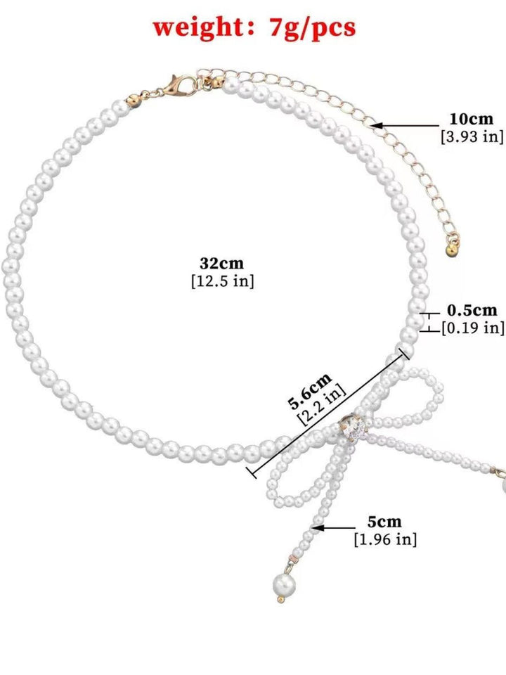 BOWKNOT FAUX PEARL NECKLACE