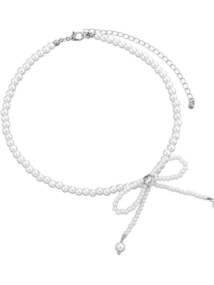 BOWKNOT FAUX PEARL NECKLACE