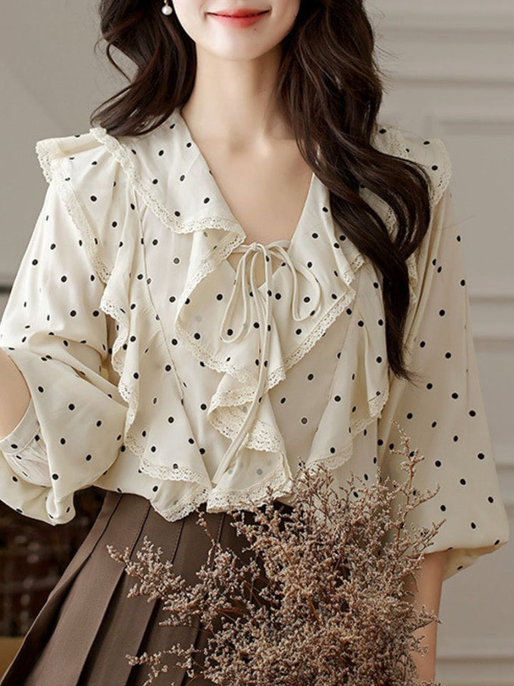 Retro Ruffled Polka Dot Top