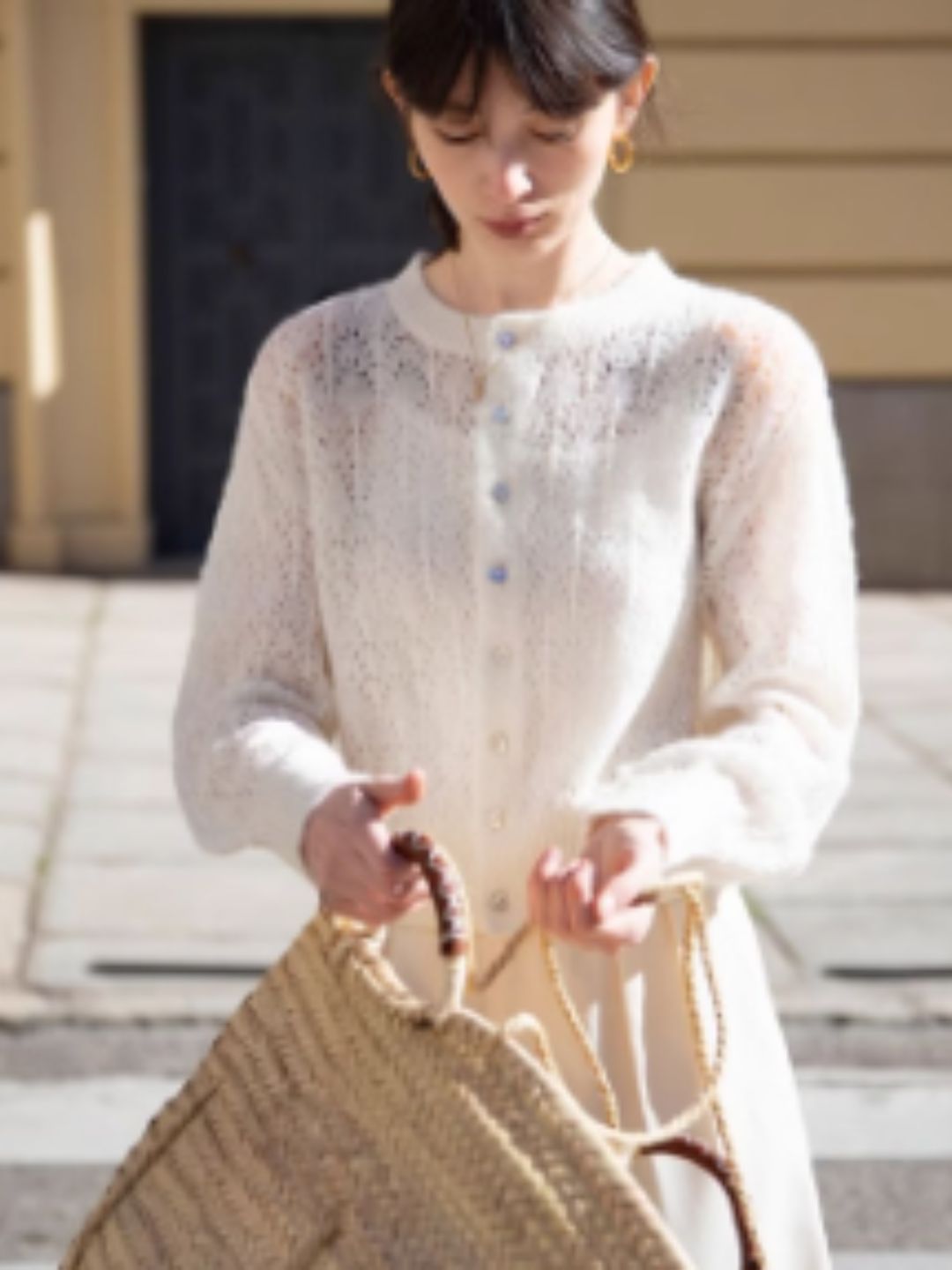 French Retro Hollow Sweater - Purple