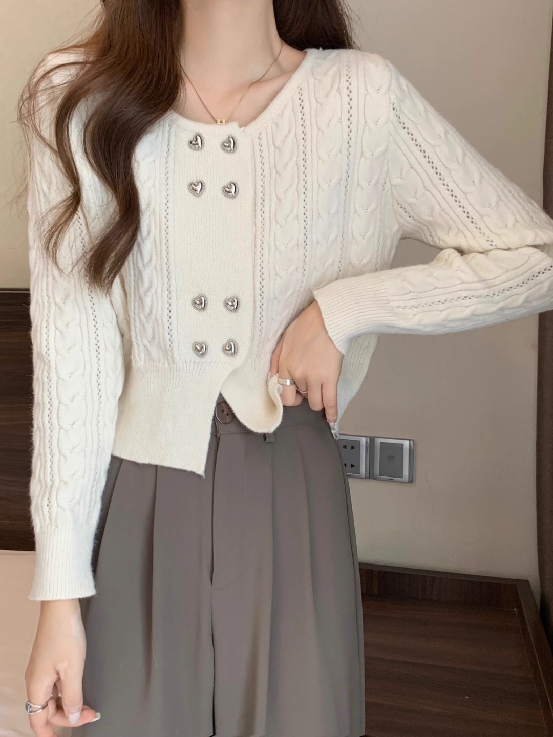 Double Breasted Knit Cardigan