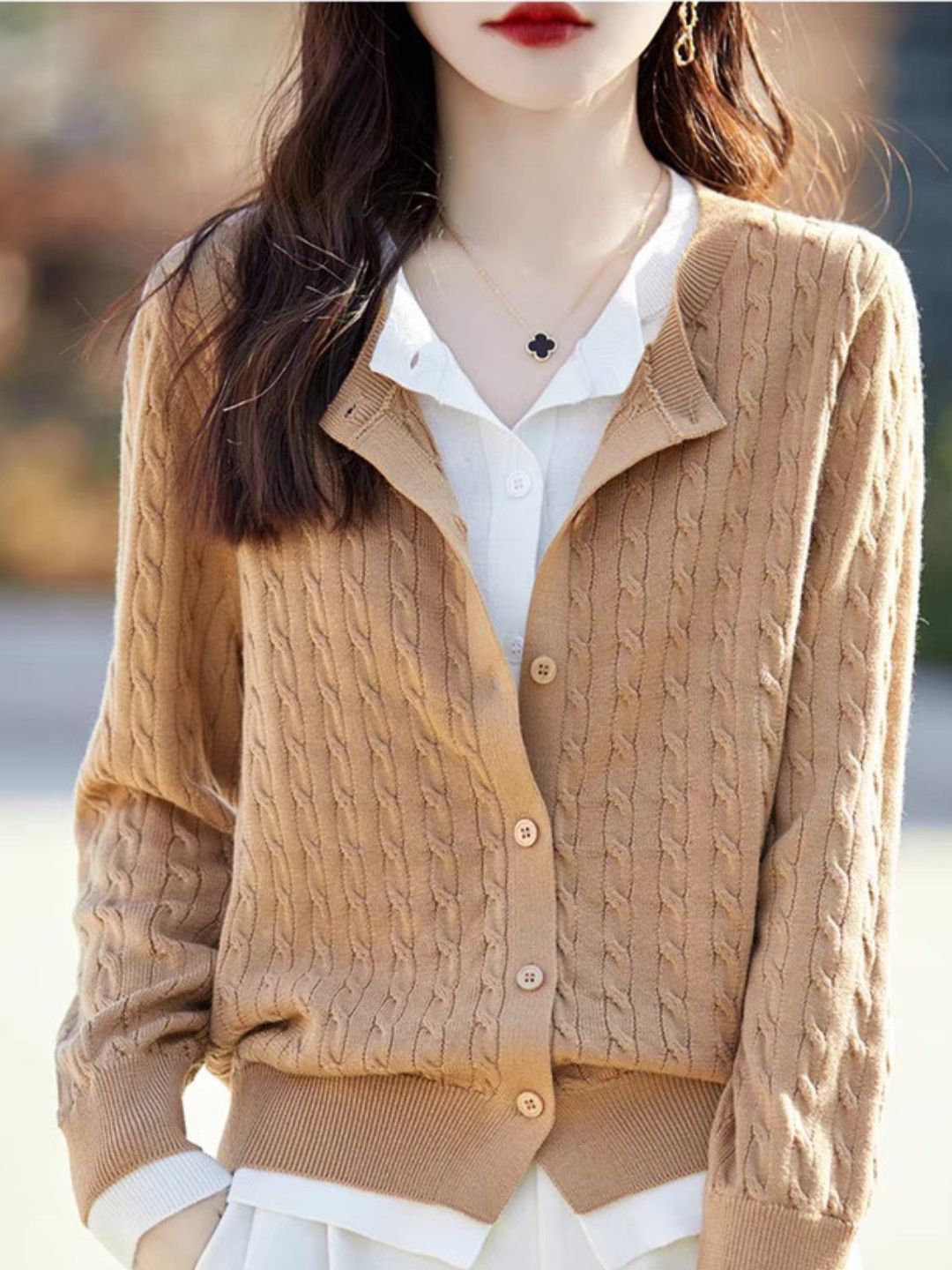 Loose Crew Neck  Splicing Top - Pink