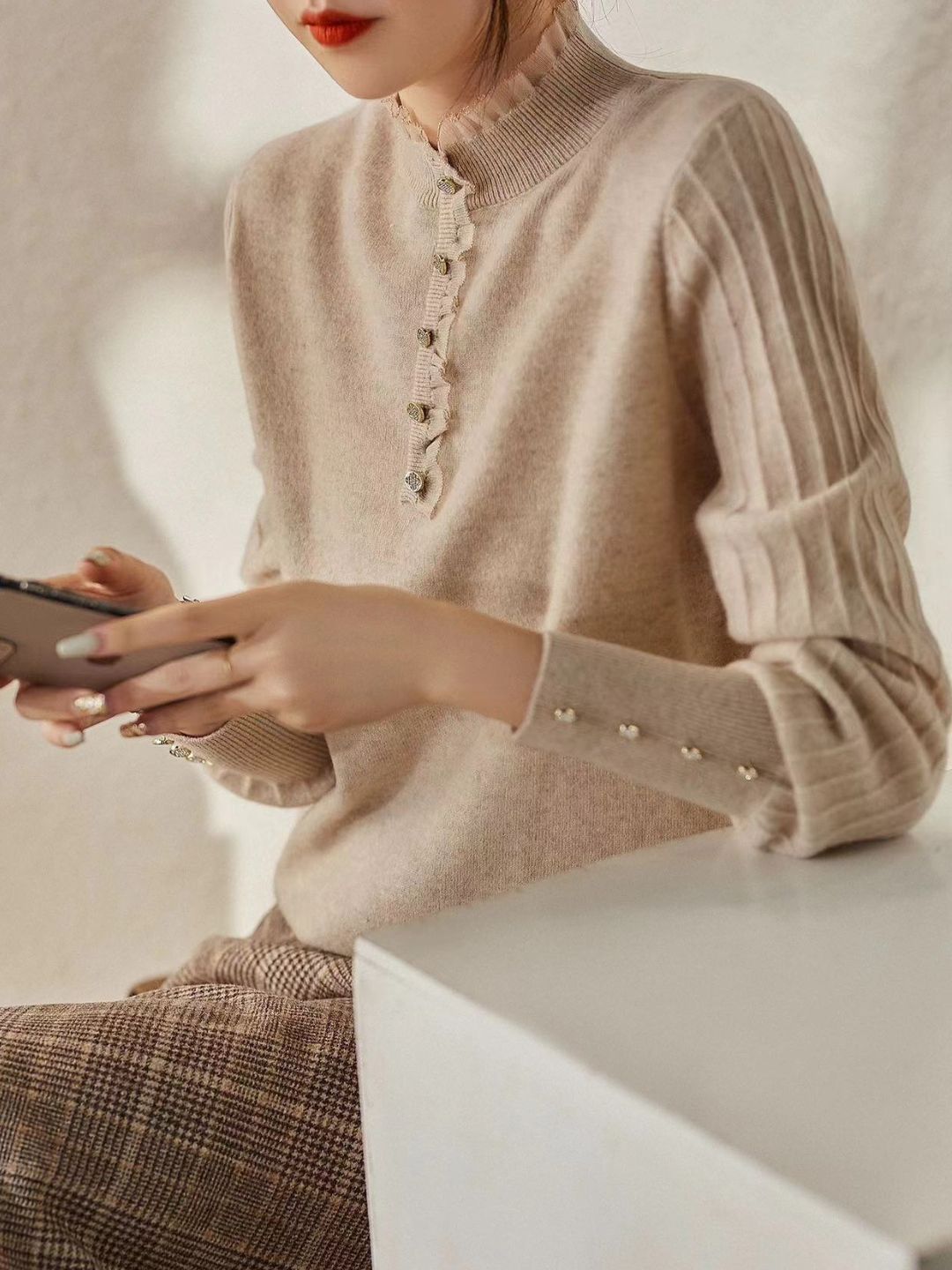 Retro Auricular Knitted Sweater