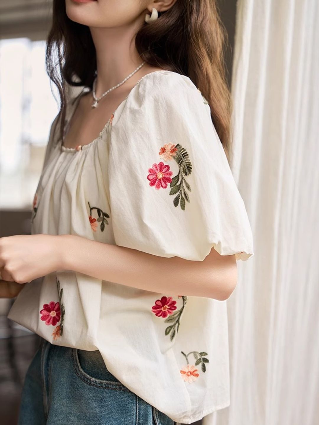 Floral Embroidered Shirt