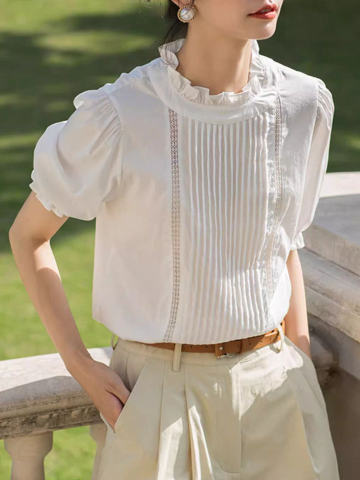 Accordion Pleated Commuter White Shirt