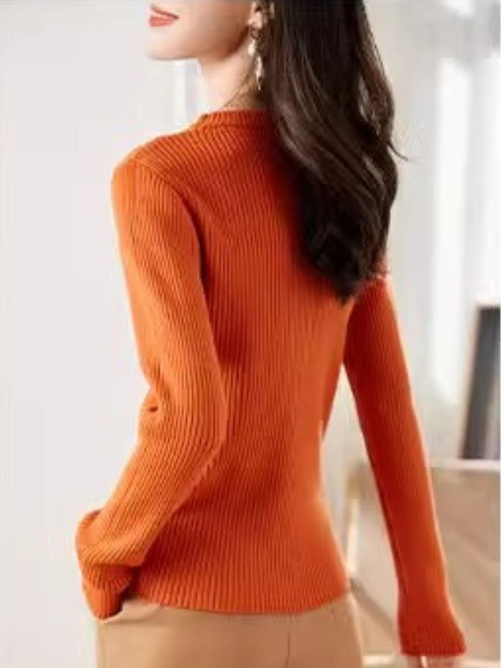 Round Neck Hollow Pullover Sweater
