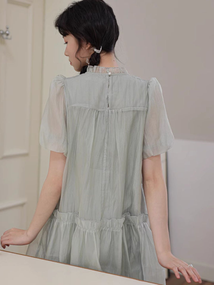 Ruffled Stand Collar Dress