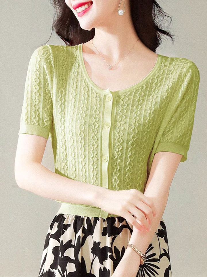 Button-down Cardigan Slim Fit Knitted - Purple