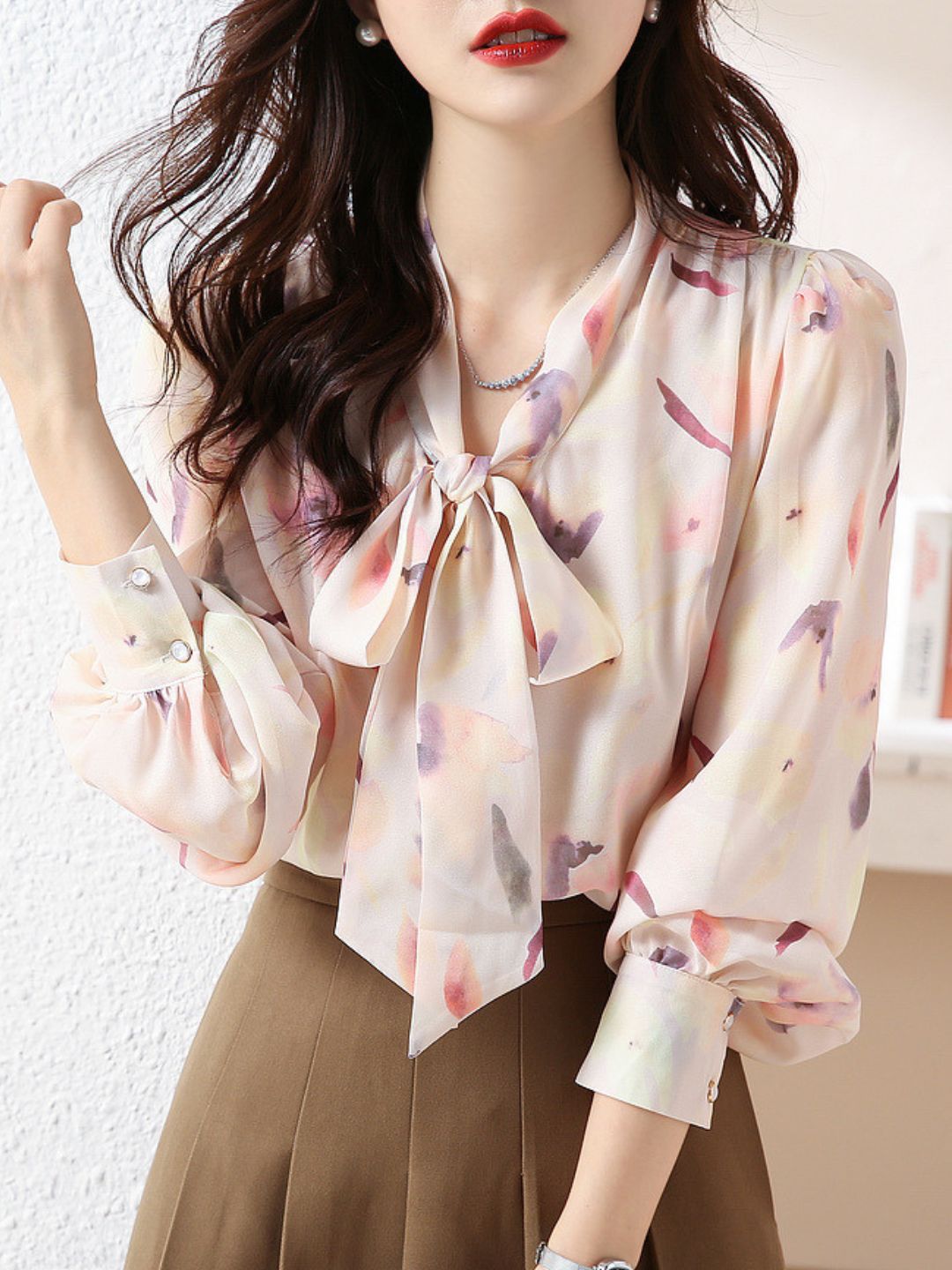 Elegant V-Neck Floral Shirt