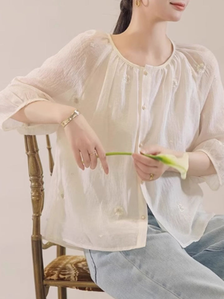 Sweet Floral Short-sleeved Shirt