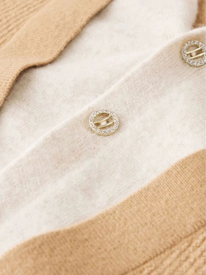 Colorblock Knitted Cardigan - Red