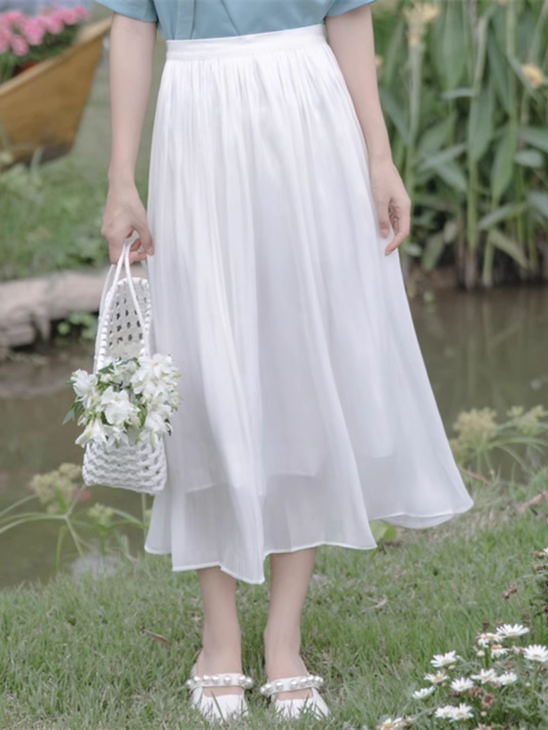 High Waist A-line Skirt