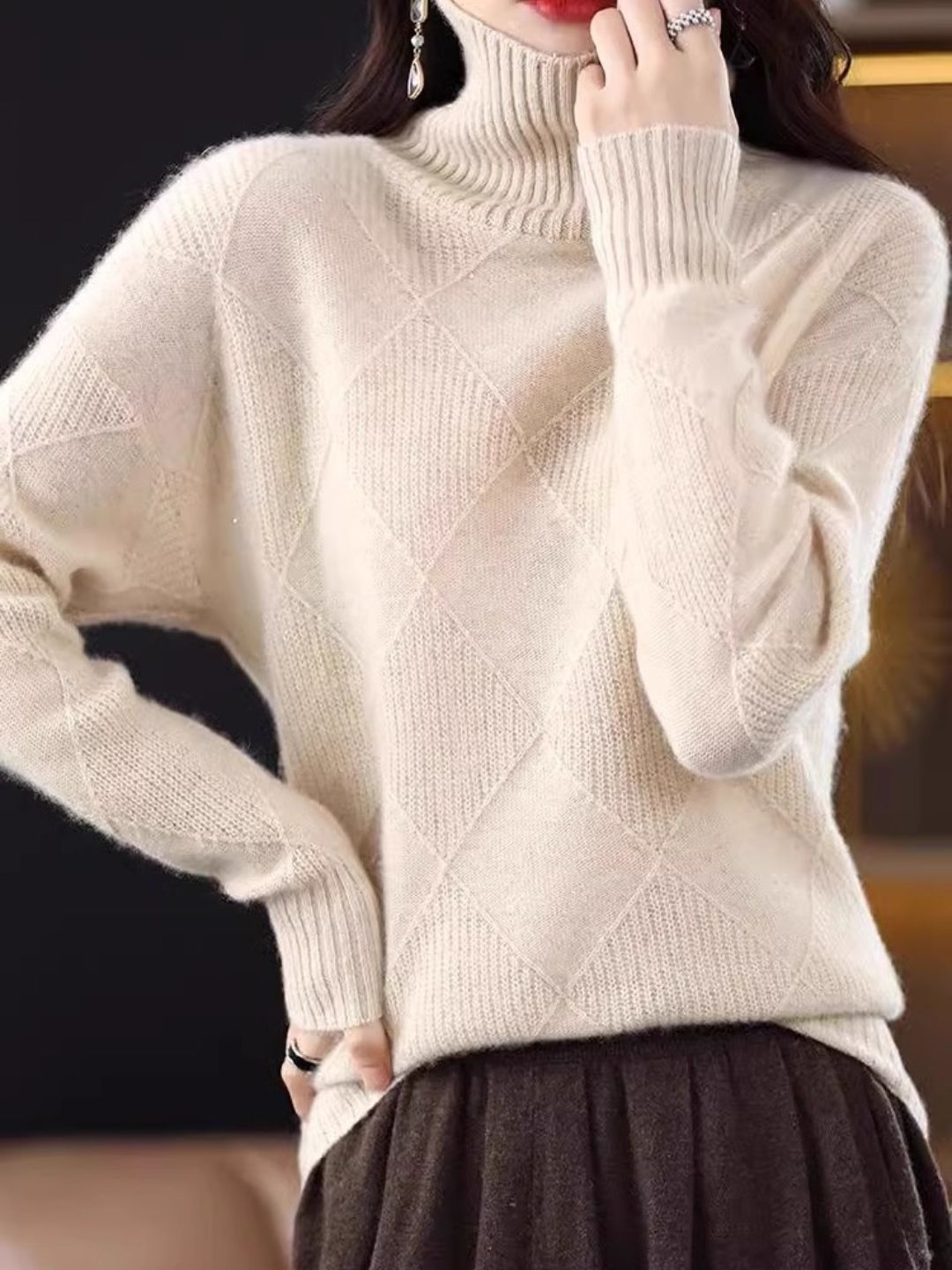 Loose Turtleneck Knitted Sweater