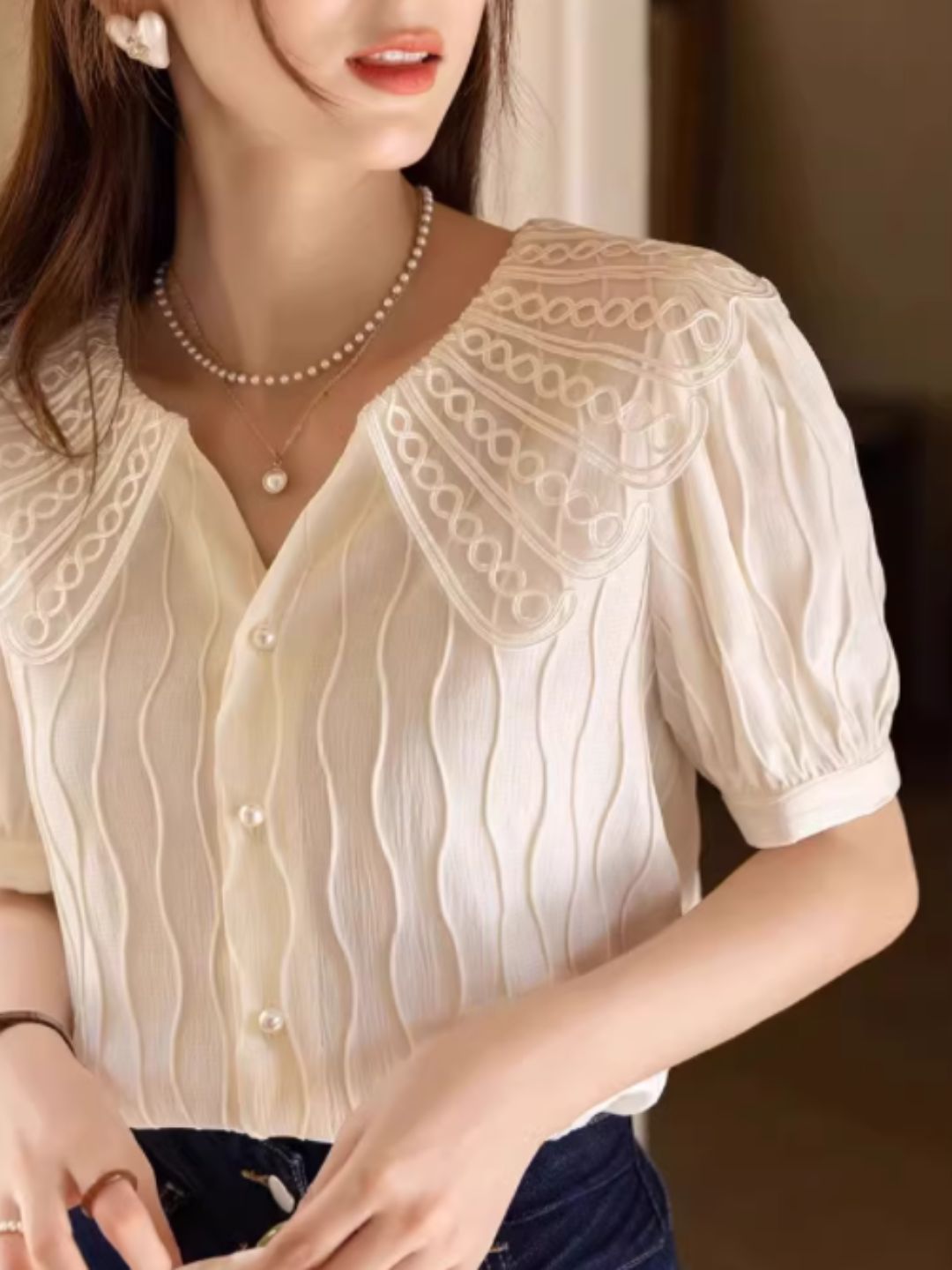 Retro Doll collar chiffon Blouse