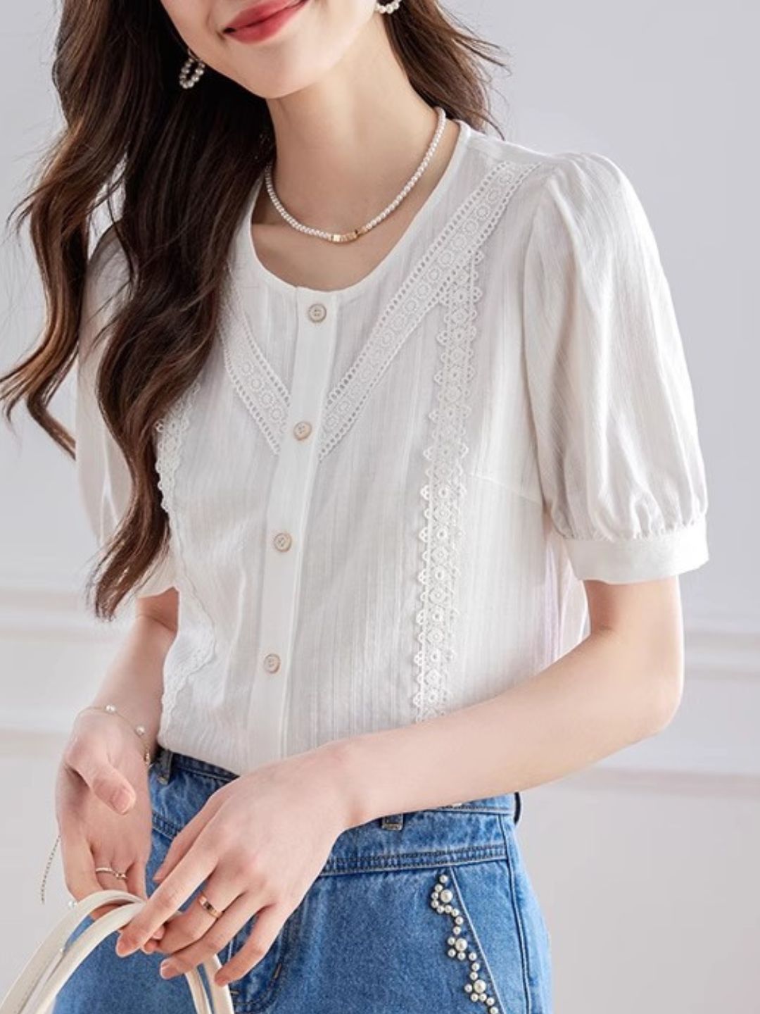 Elegant  Puff Sleeve Shirt - Purple