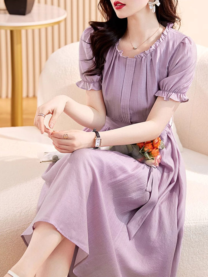 Elegant Slim Waist Dress - Black