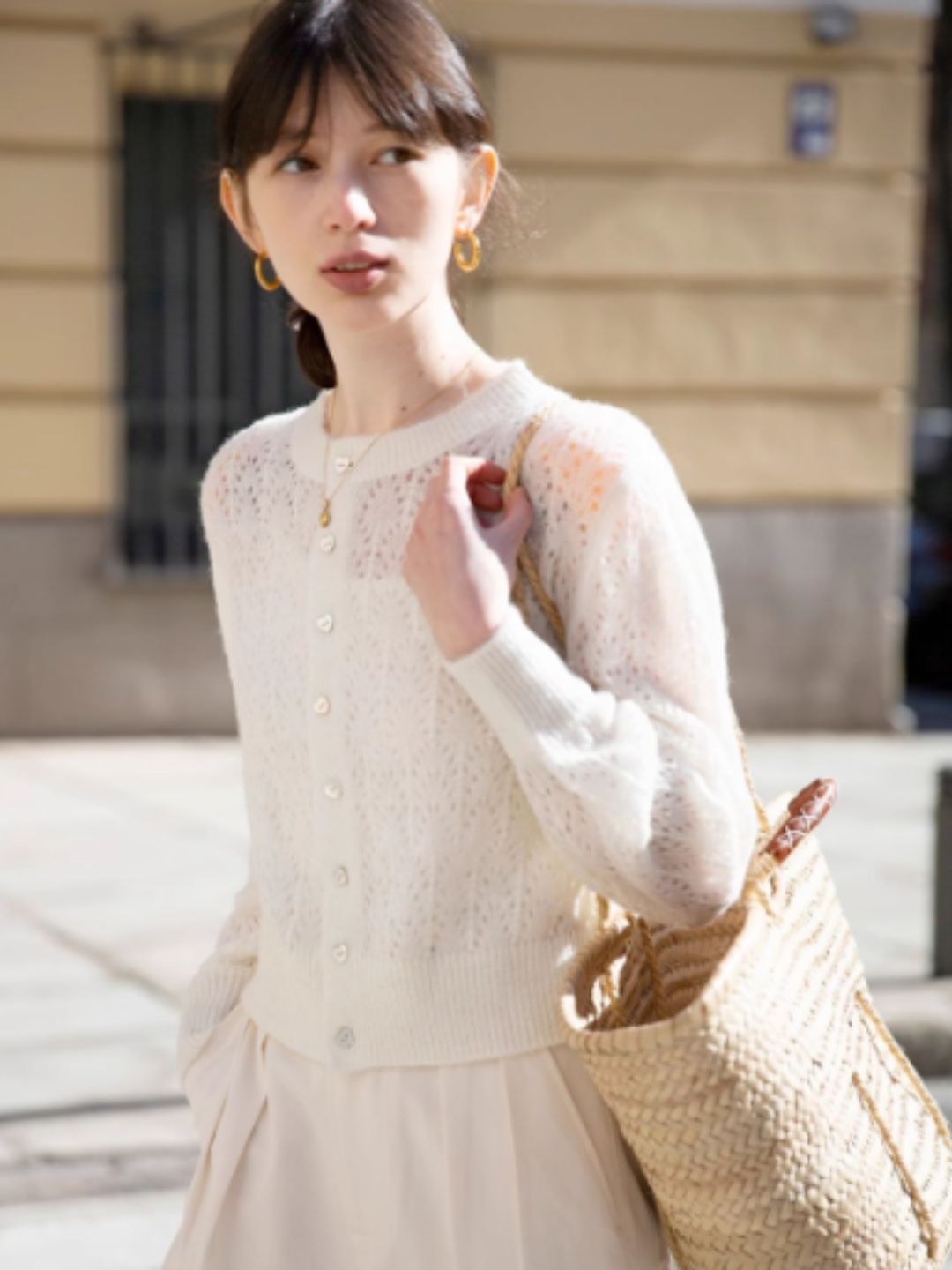 French Retro Hollow Sweater - Purple