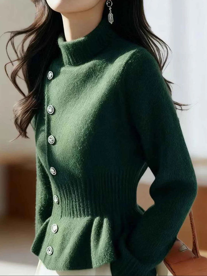 Slim Turtleneck Solid Color Pullover Knitted Top