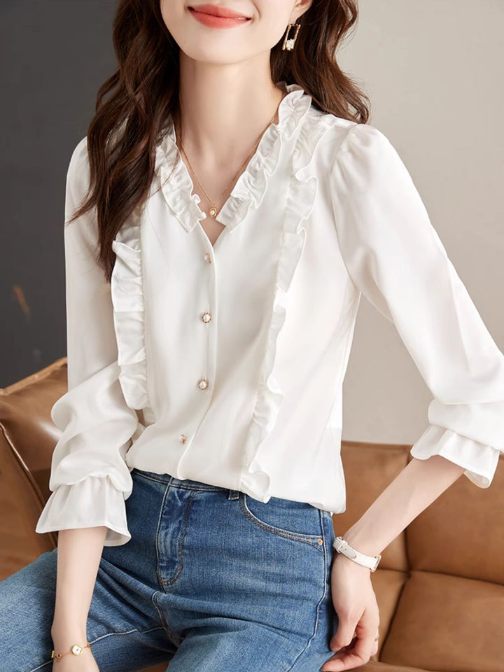 Chic Collar Long Sleeve Shirt