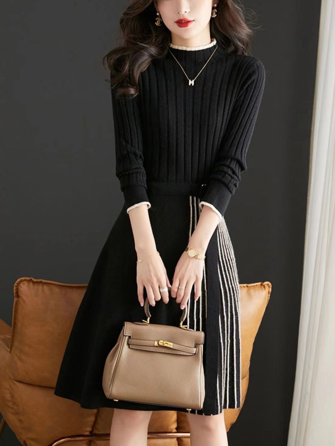 Knitted Pleated Dress