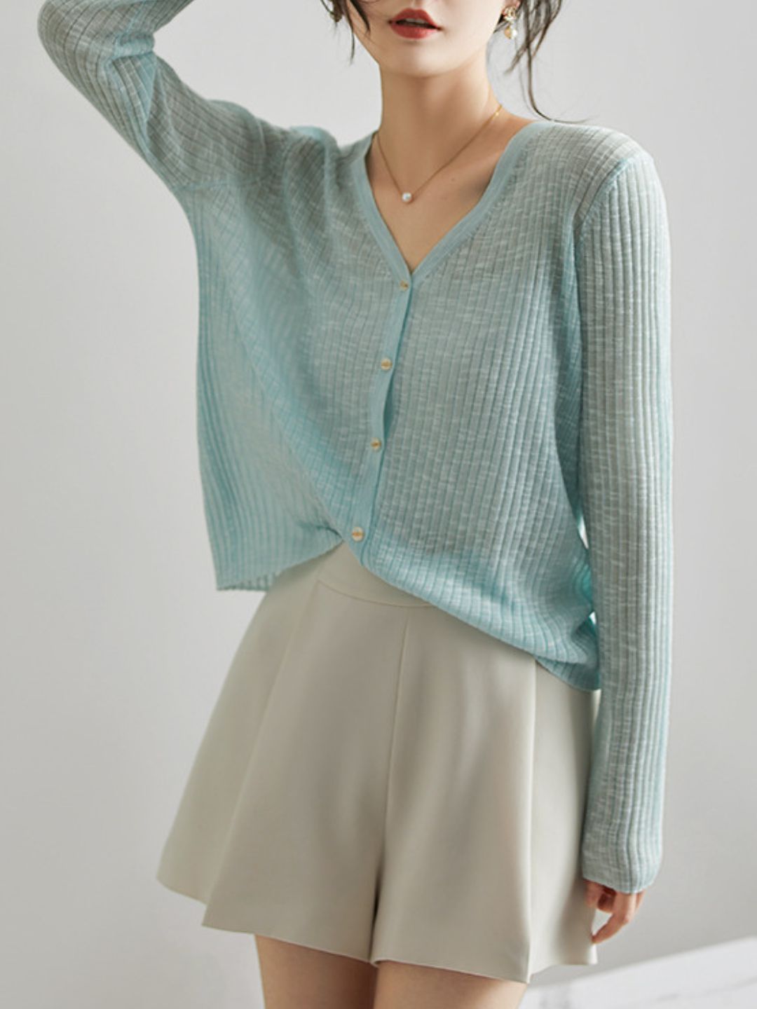 V-Neck Loose Cool Knit Top