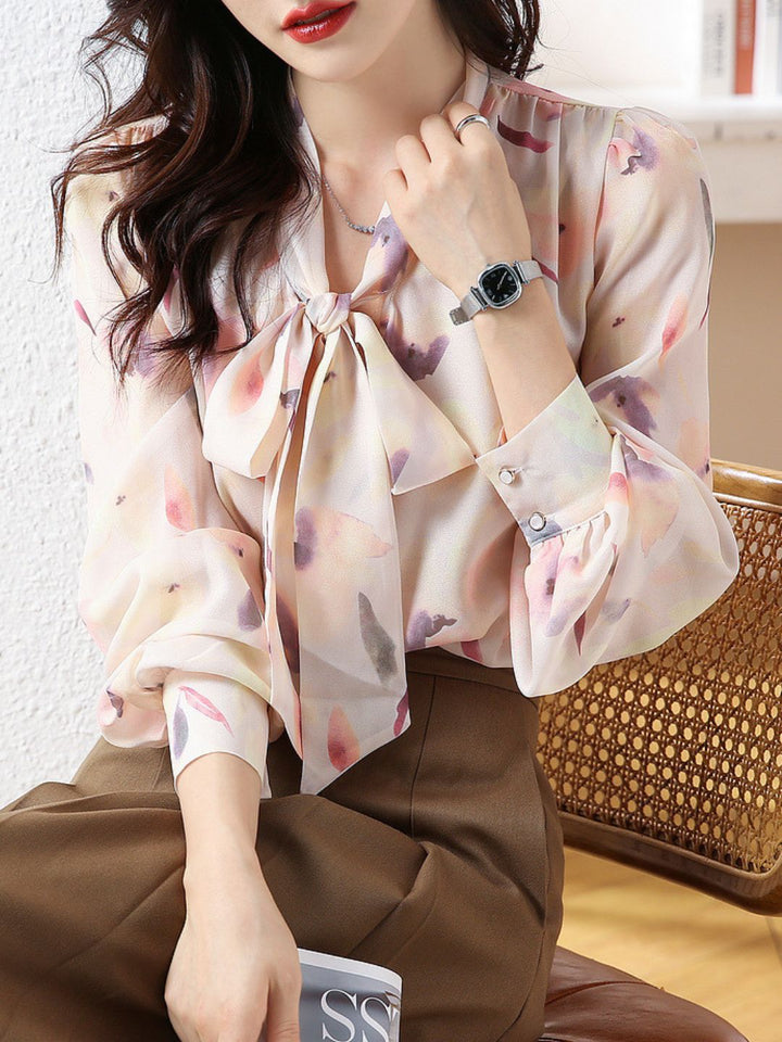 Elegant V-Neck Floral Shirt