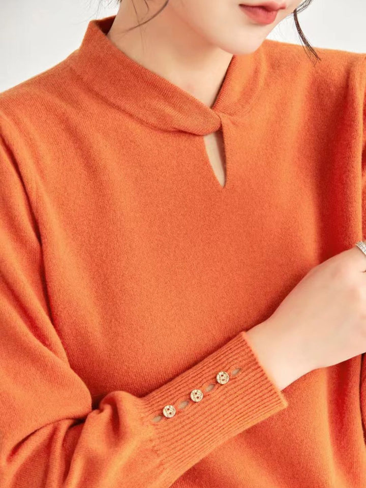 Casual Crew Neck Solid Color Knitted Top - Purple