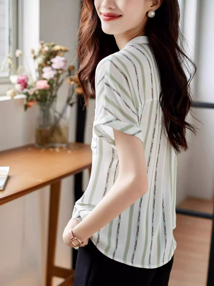 V-neck Versatile Striped Shirt