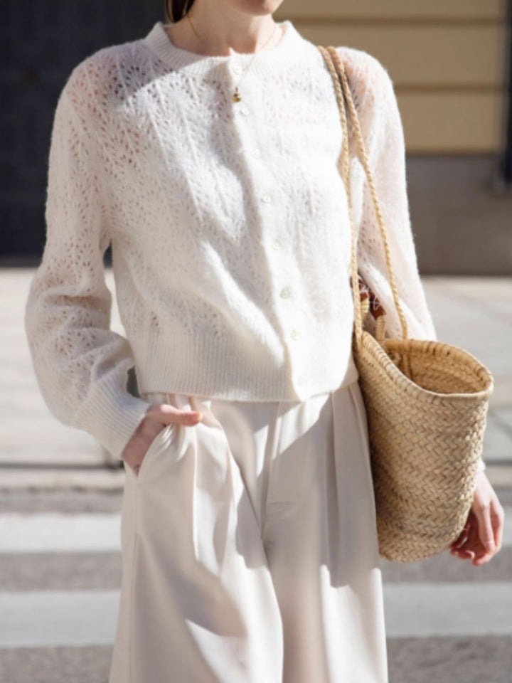 French Retro Hollow Sweater - Purple