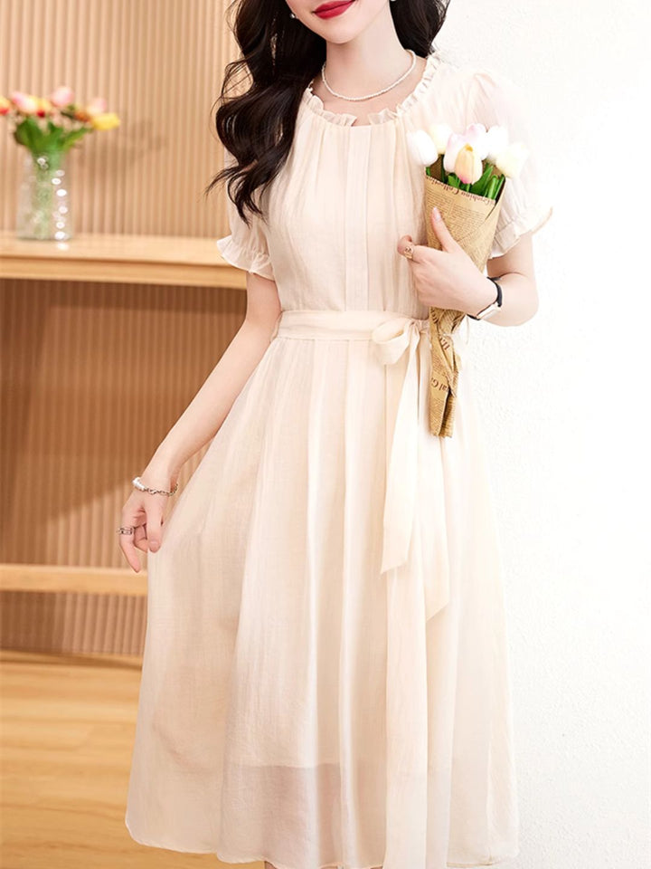 Elegant Slim Waist Dress - Black