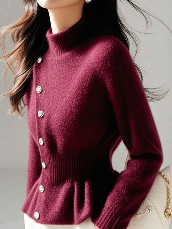 Slim Turtleneck Solid Color Pullover Knitted Top