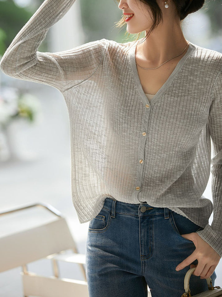 V-Neck Loose Cool Knit Top