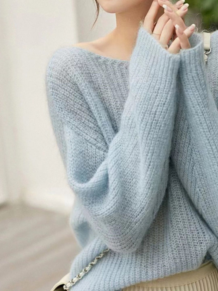 Loose Crew Neck Long Sleeve Knit Top