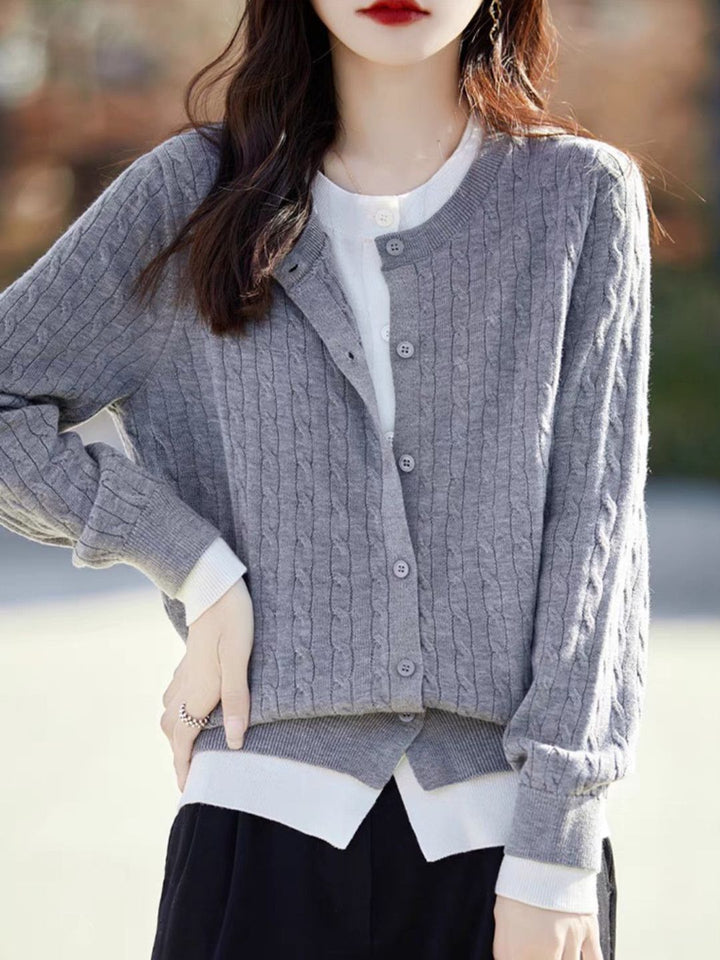 Loose Crew Neck  Splicing Top - Pink