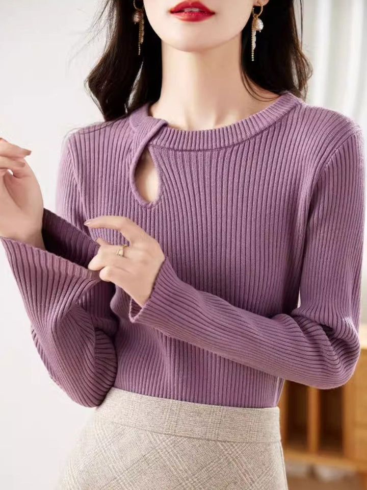 Round Neck Hollow Pullover Sweater