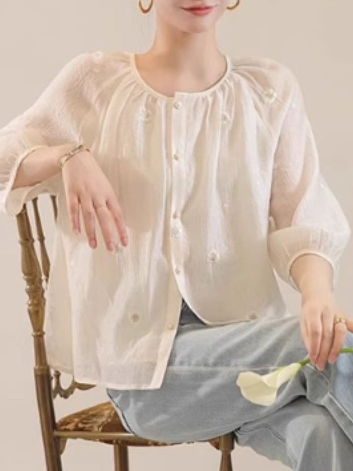 Sweet Floral Short-sleeved Shirt