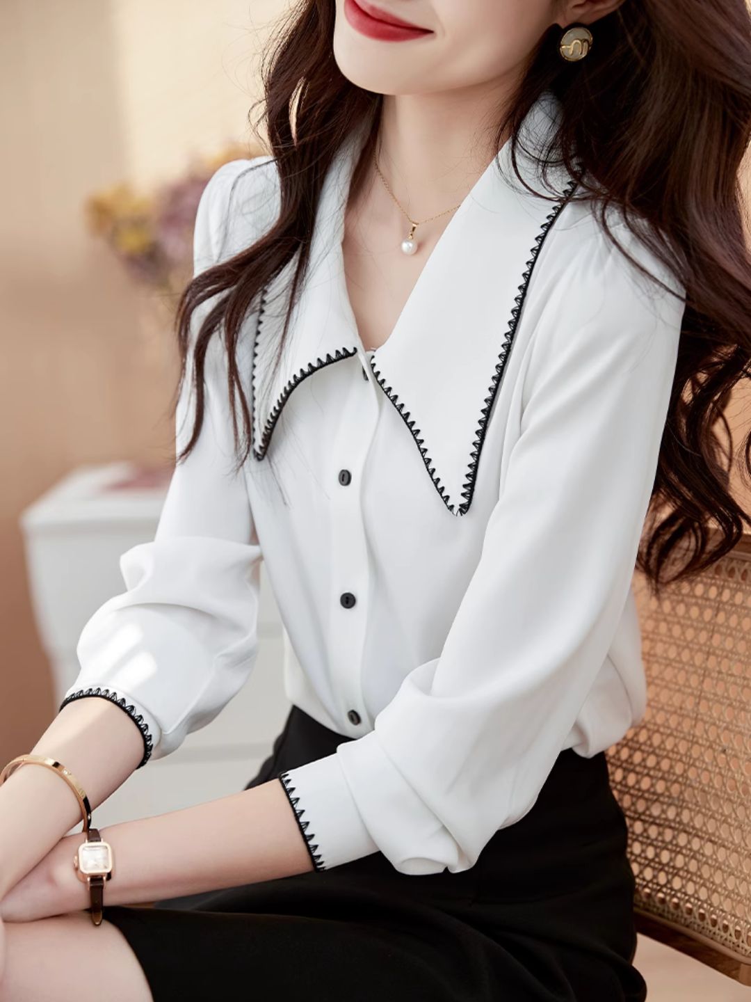 Lapel Chiffon Shirt