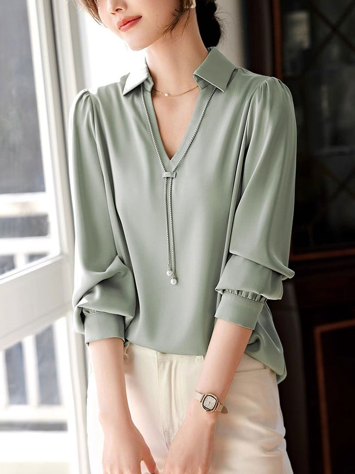 Elegant V-Neck Satin TOP