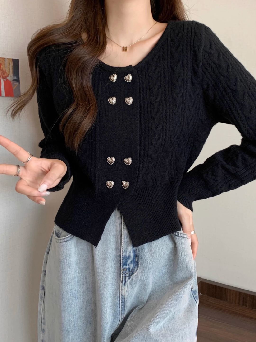 Double Breasted Knit Cardigan