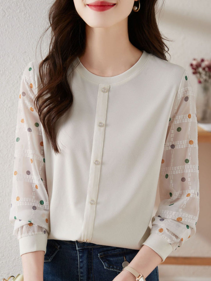 Polka Dot Long Sleeve Knit Top