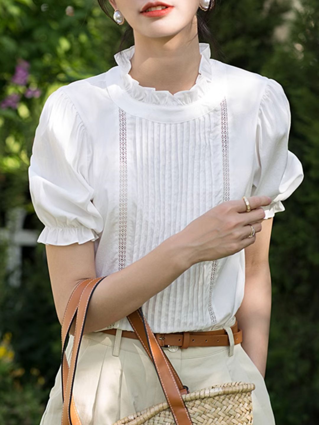 Accordion Pleated Commuter White Shirt