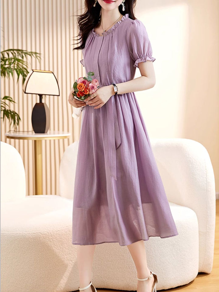 Elegant Slim Waist Dress - Black