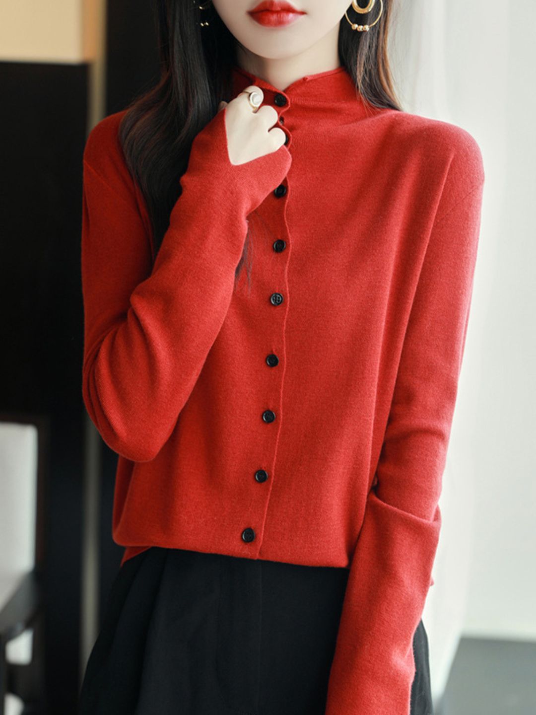 Classic Crew Neck Knitted Cardigan