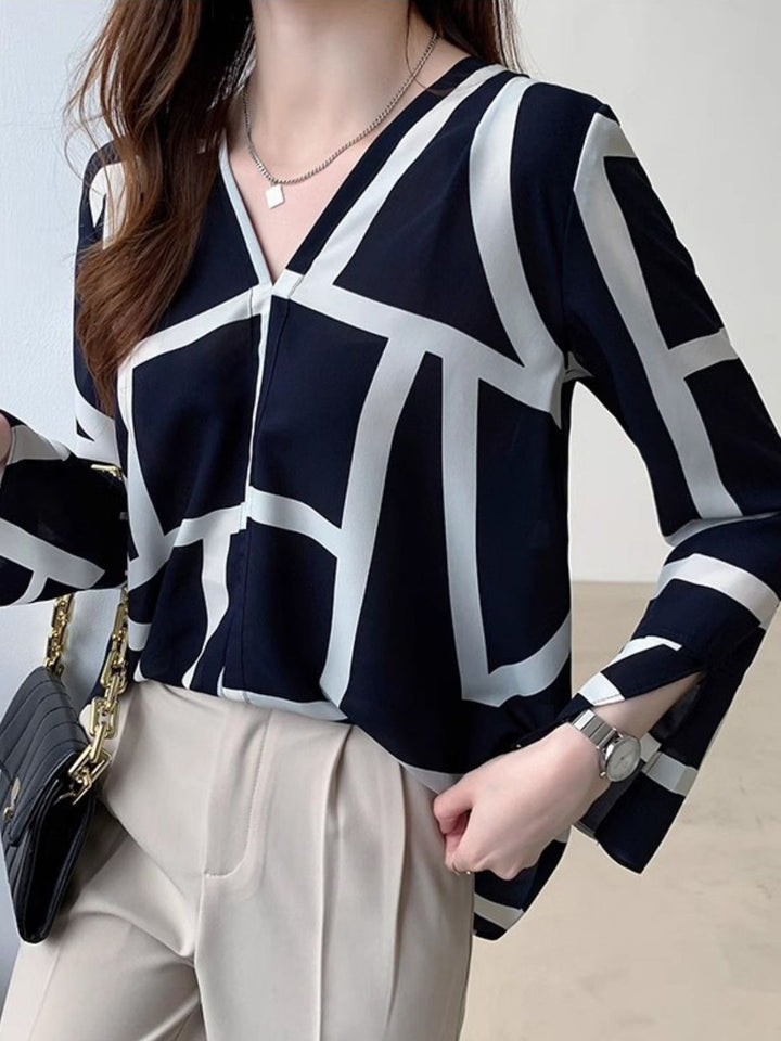 V-neck Fashionable Chiffon Shirt