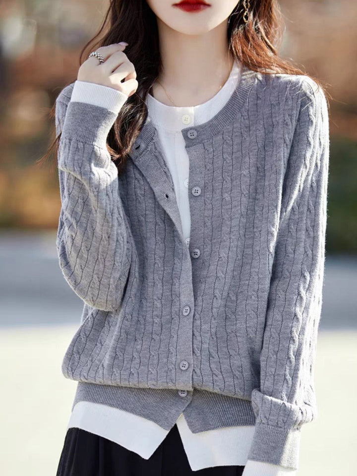 Loose Crew Neck  Splicing Top - Pink