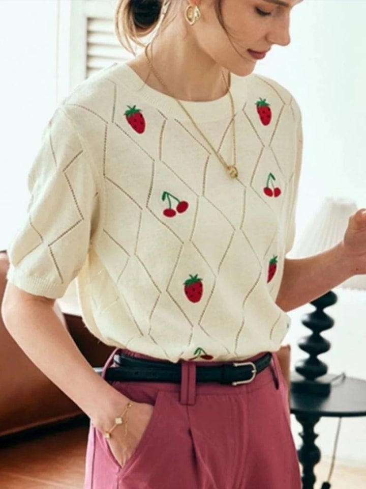 Embroidered Hollow Sweater