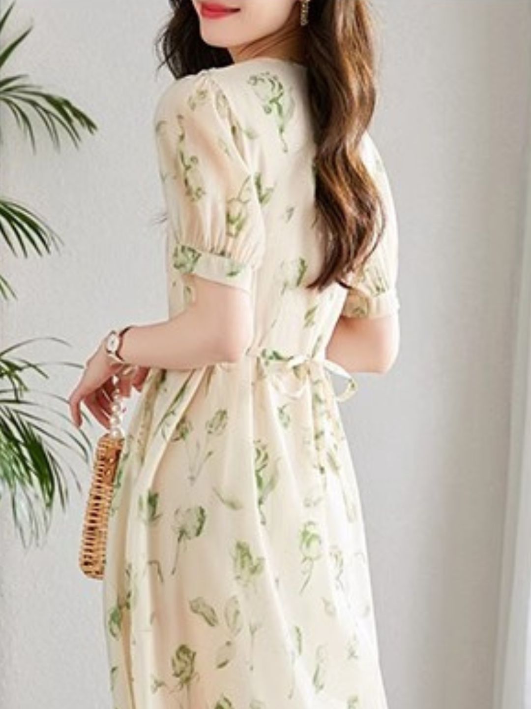 Temperament Short Sleeve Chiffon Dress - Black